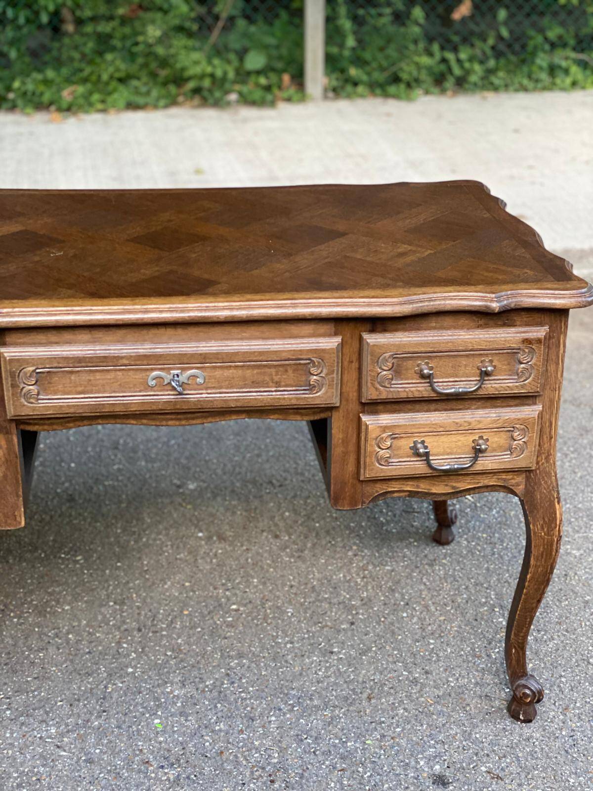 Louis XV style oak center desk