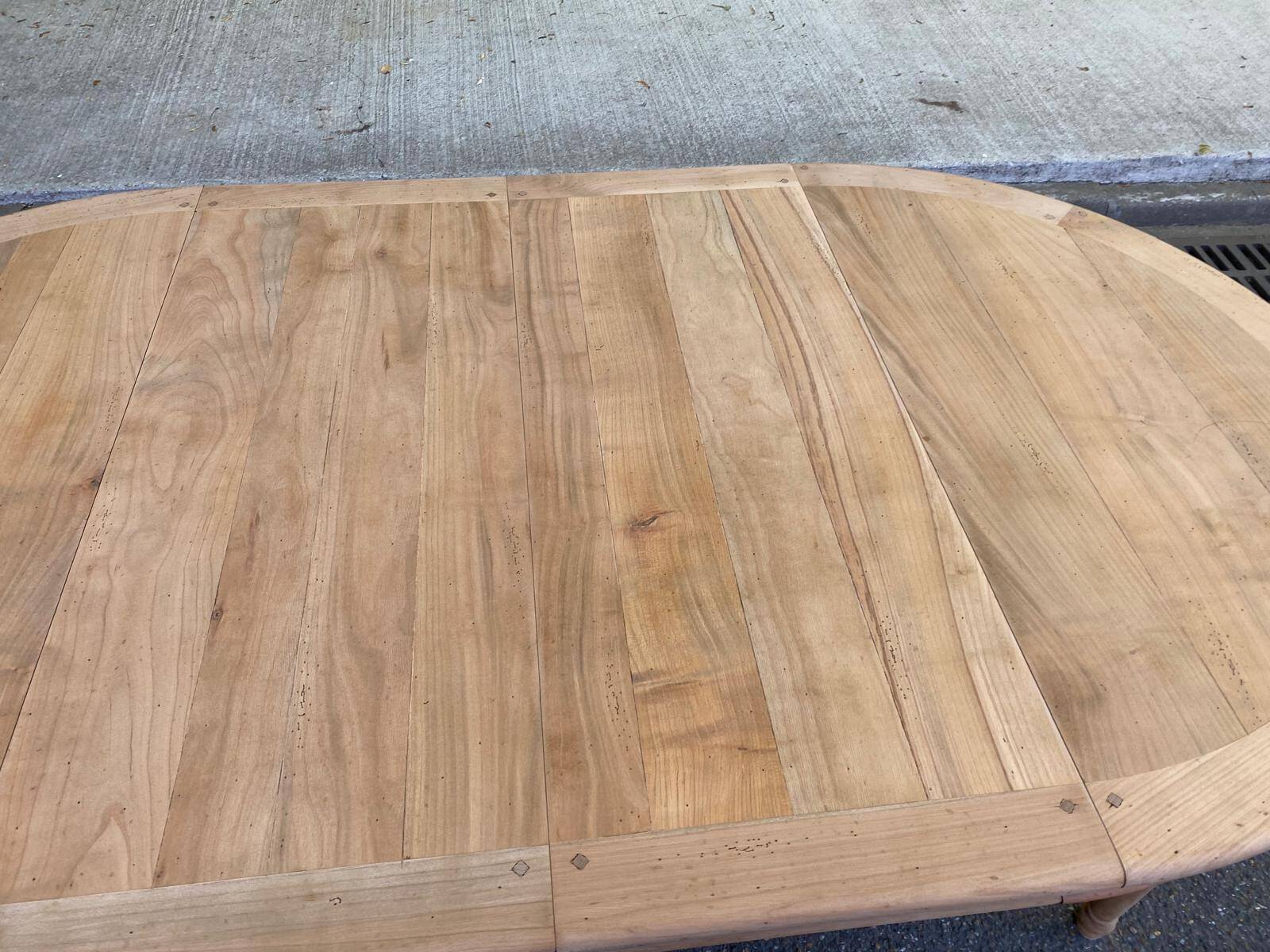 Round dining table Louis Philippe stripped in raw solid cherry wood Italy