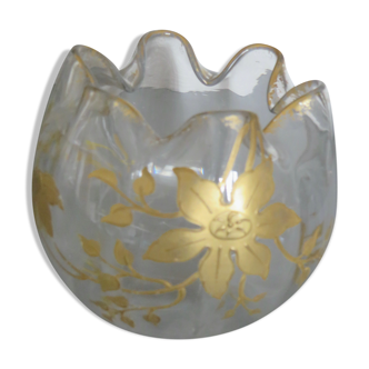 Vase boule legras montjoye décor floral émaillé doré art nouveau