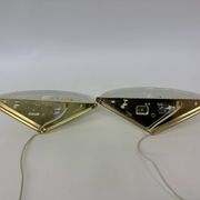 Set of 2 vintage glass wall lamps with golden holder , 1970’s
