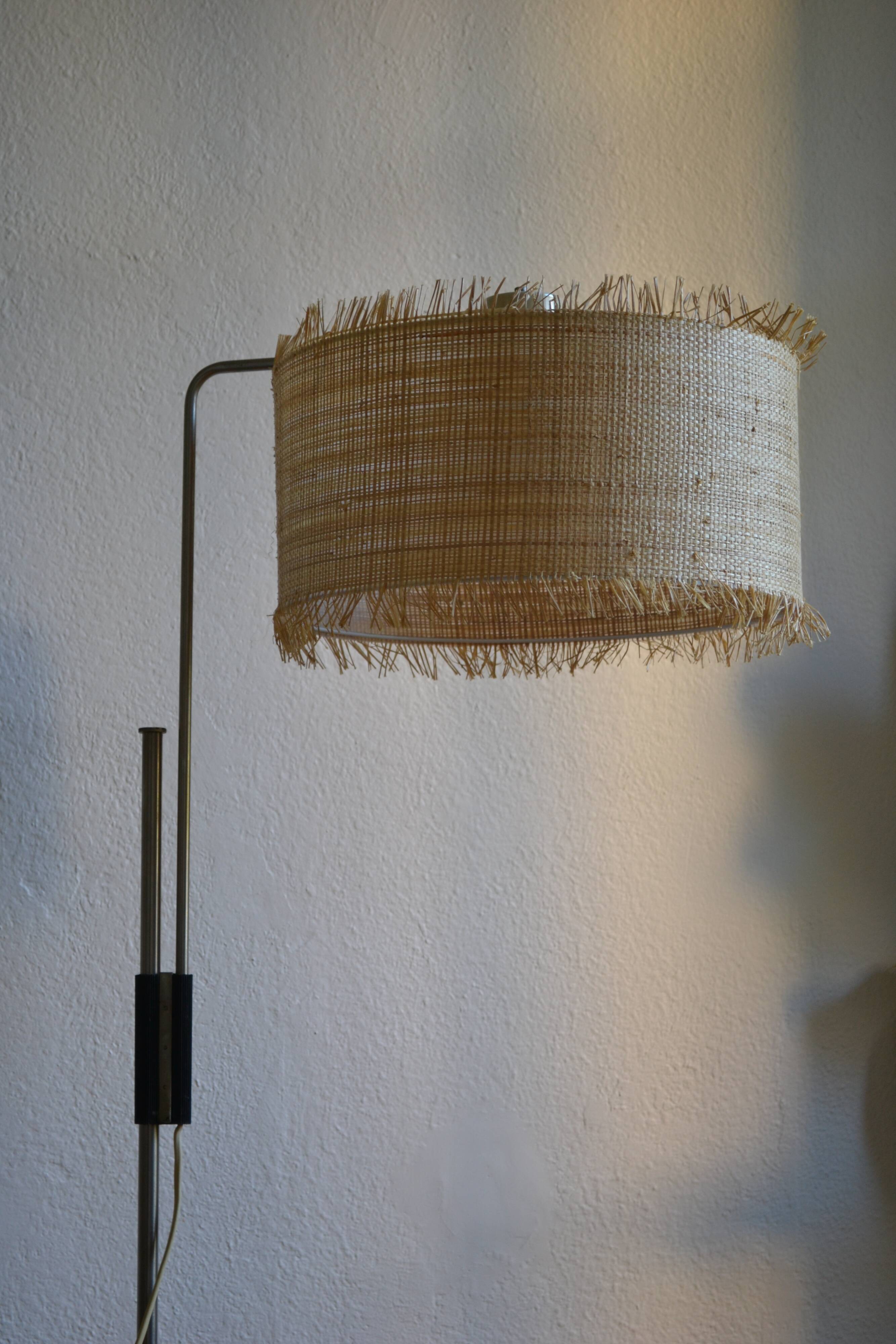 Vintage modernist reading floor lamp with table Poland 1960