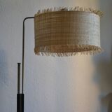 Vintage modernist reading floor lamp with table Poland 1960