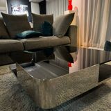 Table basse Lounge Red Edition verre fumé inox