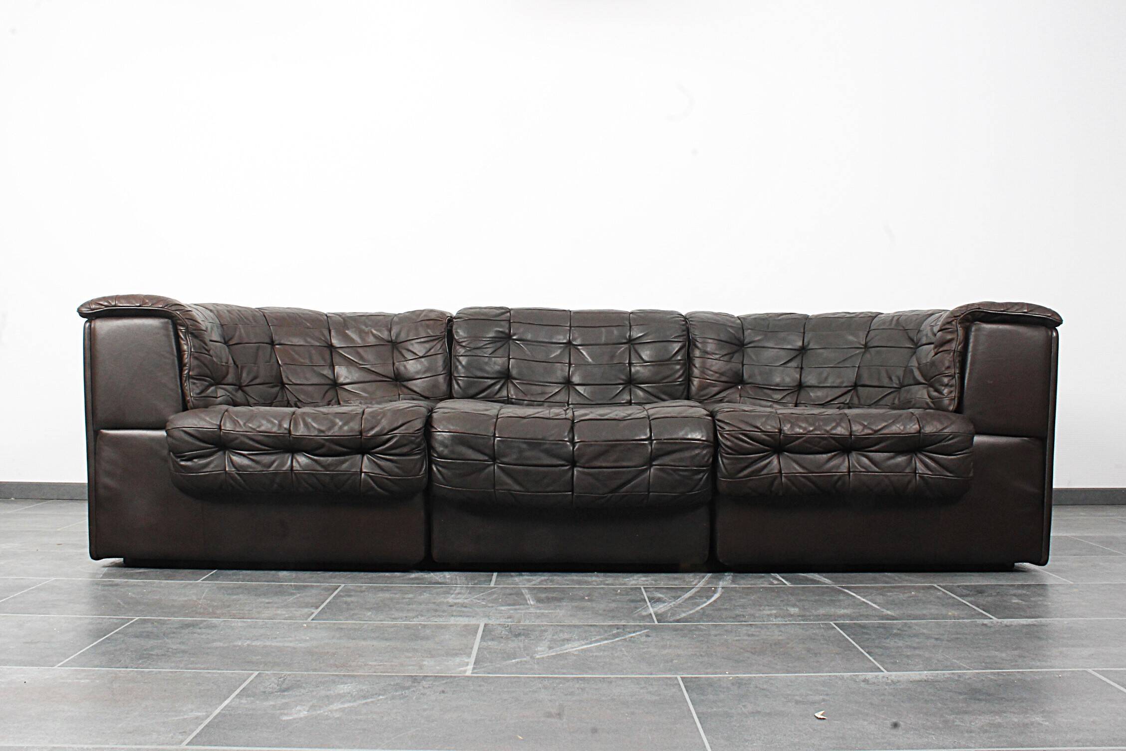 Canapé trois places De Sede DS-11 en cuir marron chocolat