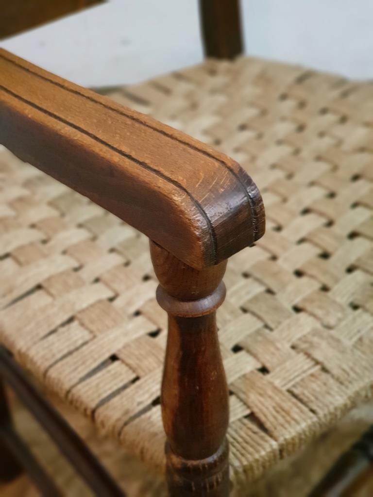 Wood armchair and braided rope
