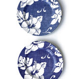 Deux assiettes vinatge Polynesie Hibiscus