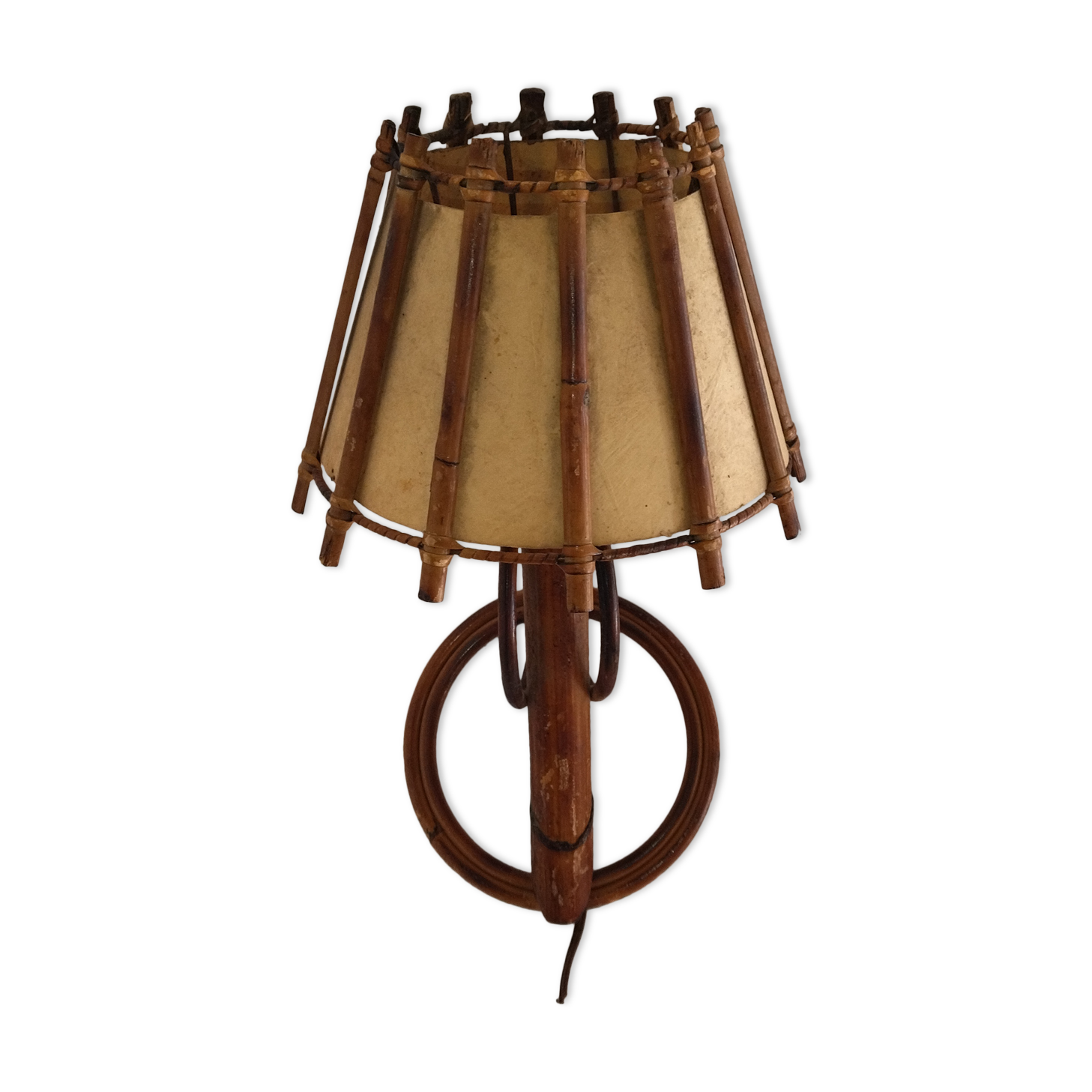 Rattan wall lamp 50s sognot 50's rattan wall light