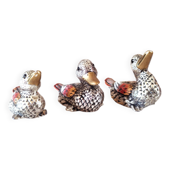 3 ducks signed in silver metal 60s design Marcello Giorgio?