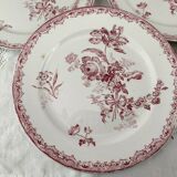 Lot de 5 assiettes plates début 20e Sarreguemines Modèle Fontanges