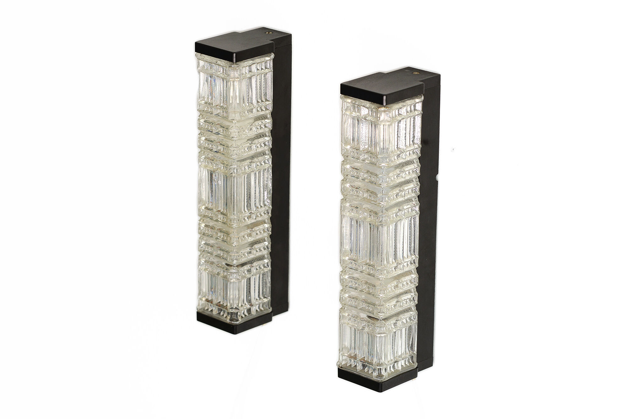 Pair of glass wall sconces by HoSo, Germany 1970s