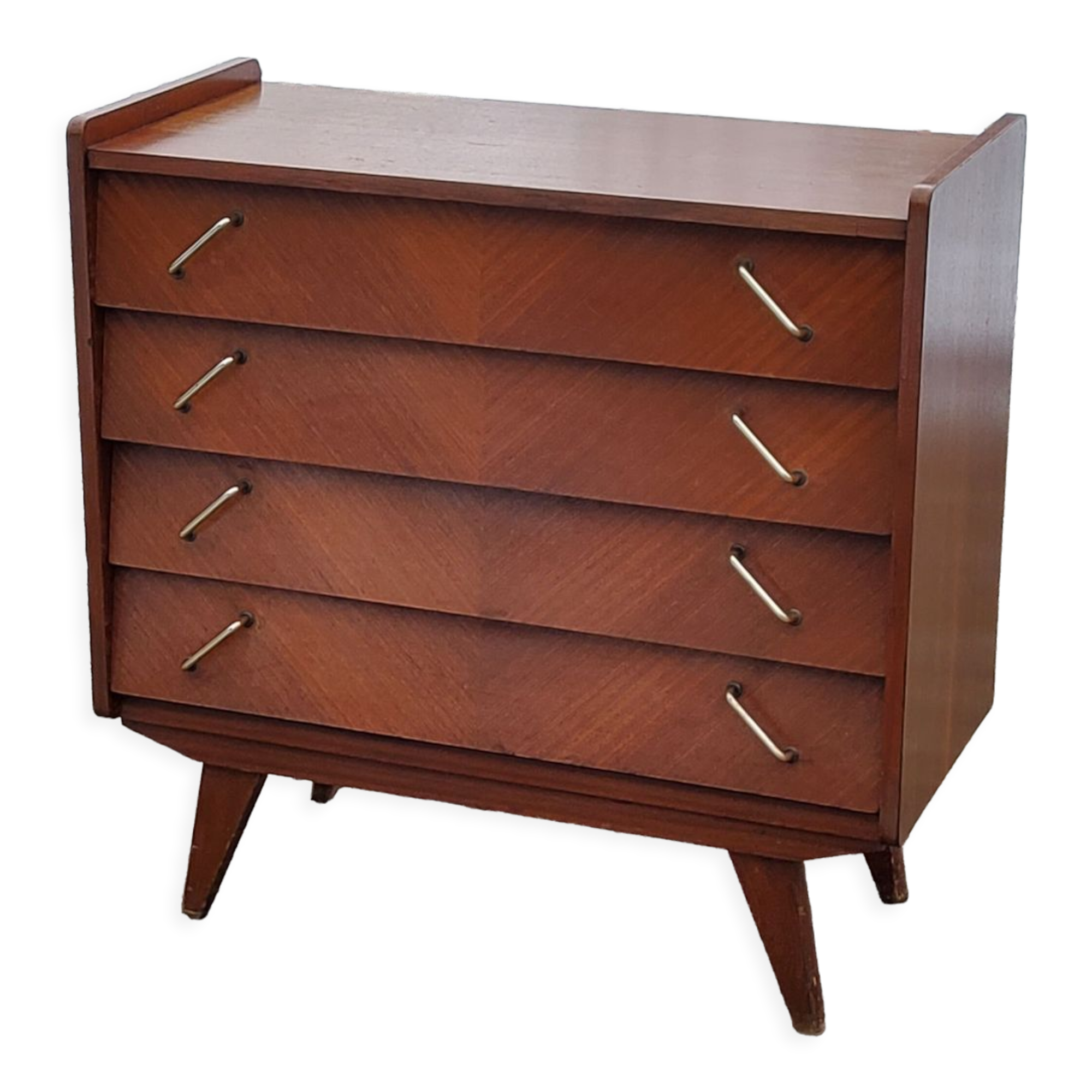 Vintage chest of drawers from the 50s 4 drawers feet compass and mahogany fins