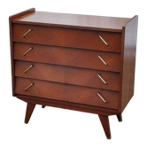 Vintage chest of drawers from the 50s 4 drawers feet compass and mahogany fins