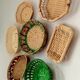 Composition of vintage colorful baskets