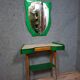 Art Deco console and mirror in green lacquered wood – Circa 1930