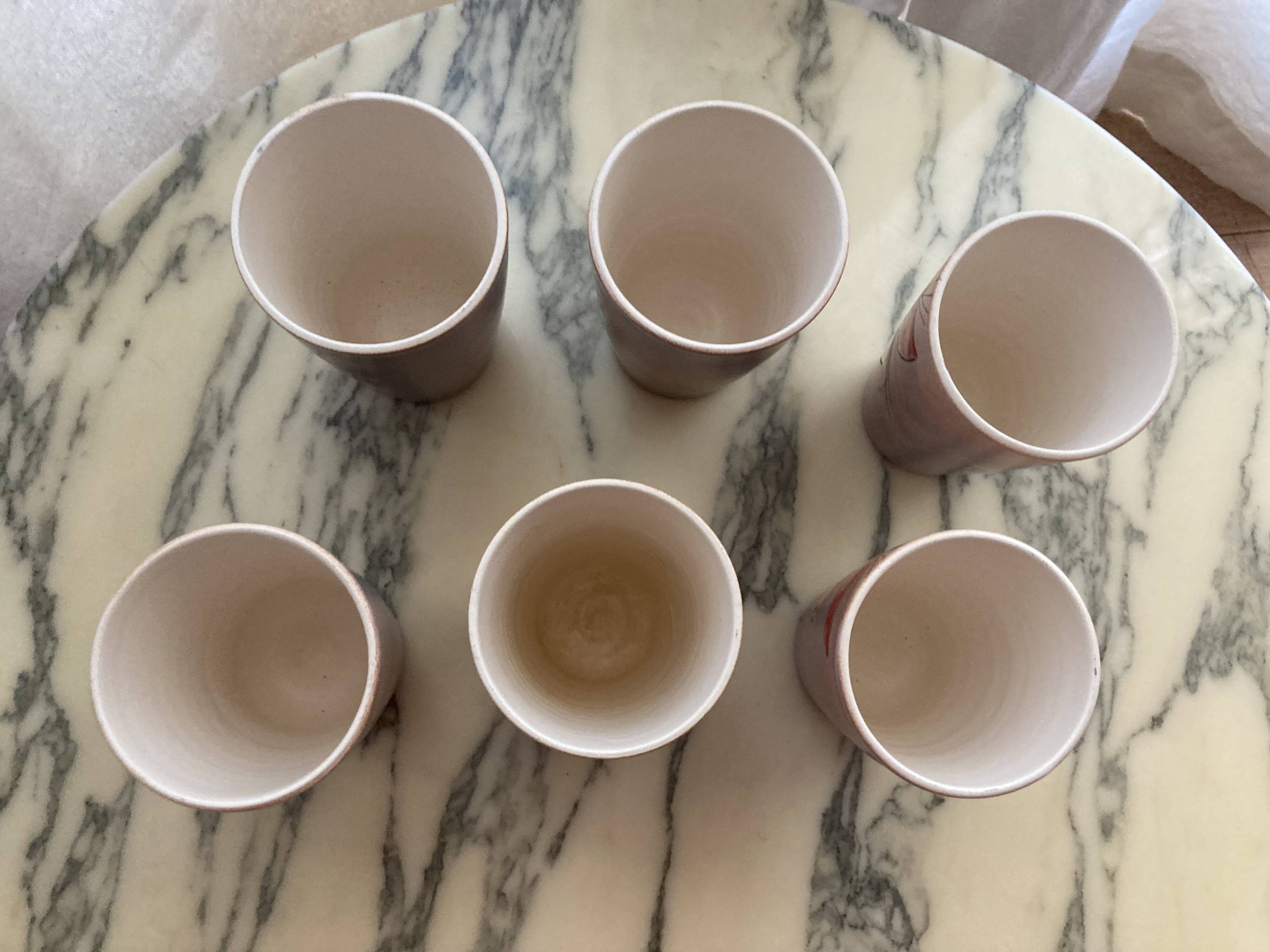 6 Vintage vallauris ceramic orangeade cups