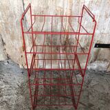 Old Orange Metal Wire Bottle Rack Shelf 15 Slots Vintage #A636