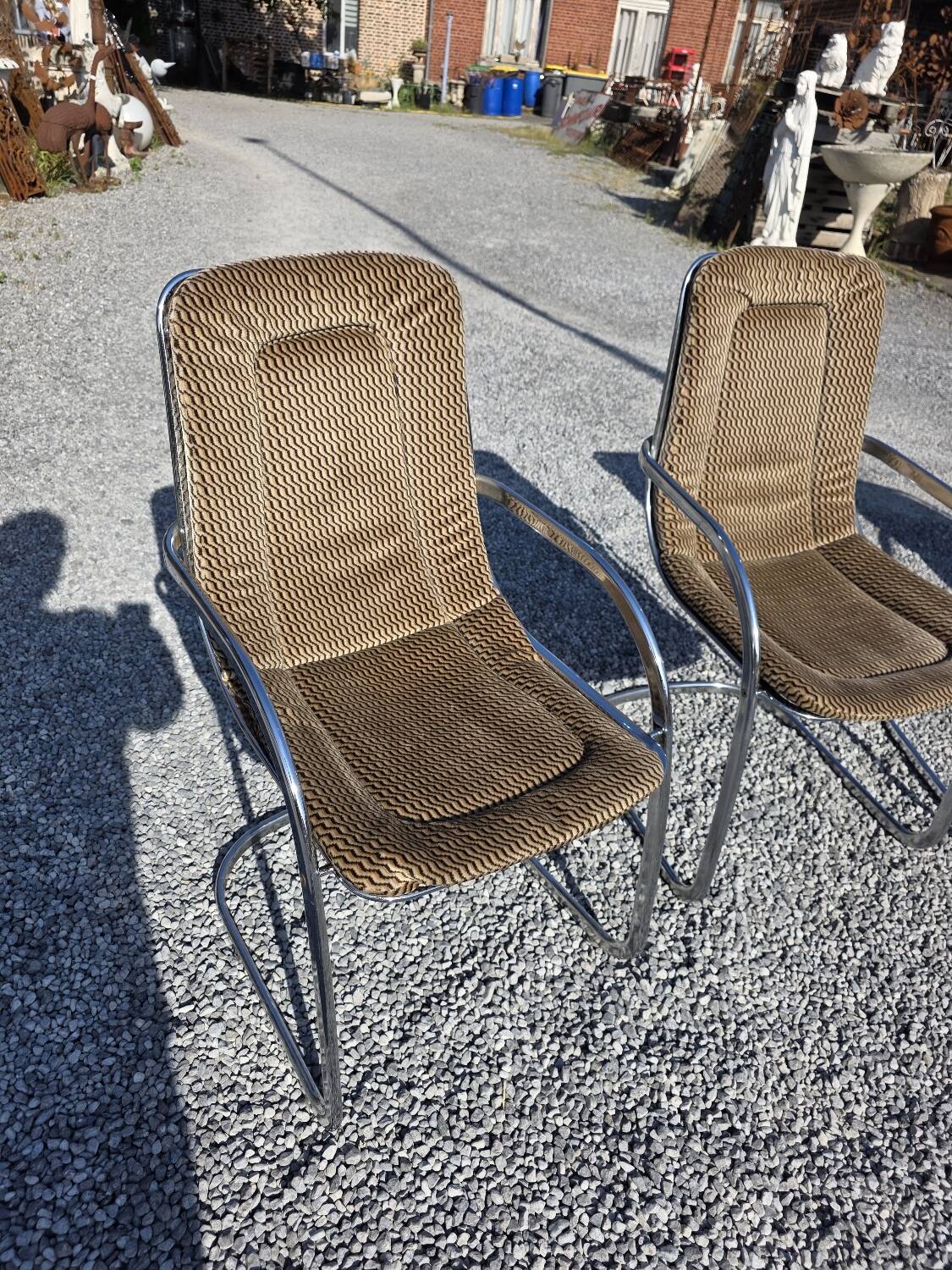 4 chaises Cidue en métal chromé, années 70