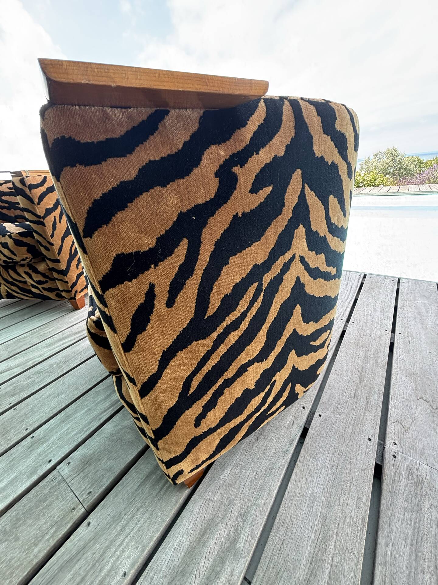 Pair of leopard velvet Schwartz armchairs