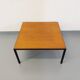 Vintage modernist square coffee table in teak and black metal from the 60s