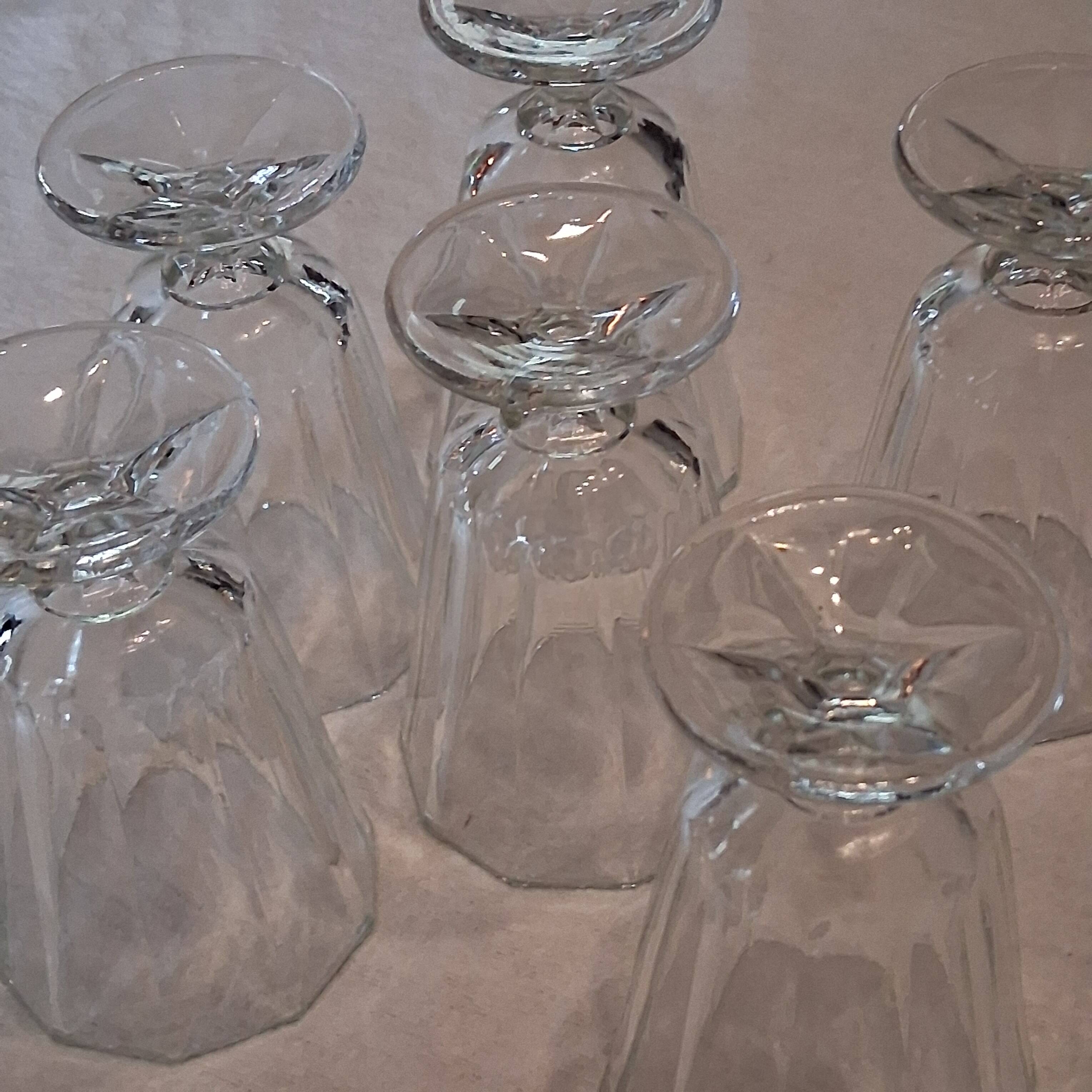 Set of 6 antique faceted stemmed wine glasses in very good condition.