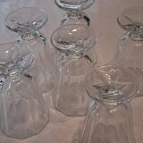 Set of 6 antique faceted stemmed wine glasses in very good condition.