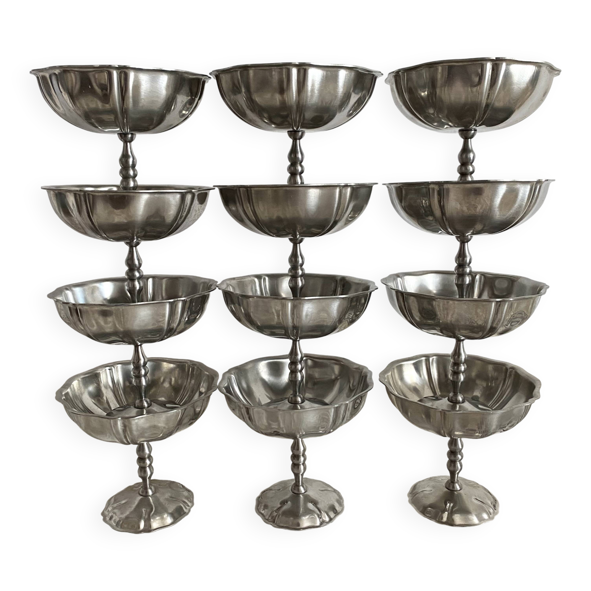 Jean Couzon matte stainless steel footed cups in box