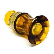 Art Deco vase, honey glass oroplastic, Moser, Czechoslovakia, 1930s