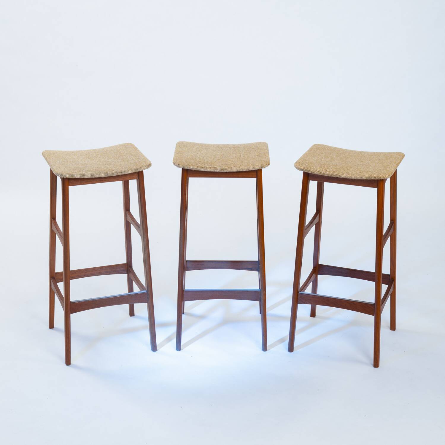 Eric Buch (Buck) Dyrlund teak bar stool, set of 3, Denmark 1960s