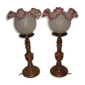 paire de lampes en bronze