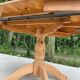 Extendable oval round table with central leg, renovated in raw solid wood, 105cm