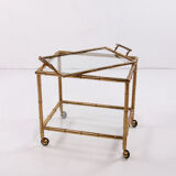 Bar trolley made of metal with bamboo motif with removable tray, 1970s