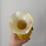 Murano style blown and pulled glass vase with raised flower