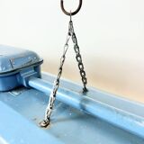 Blue industrial hanging tube light from polam gdansk, 1970s