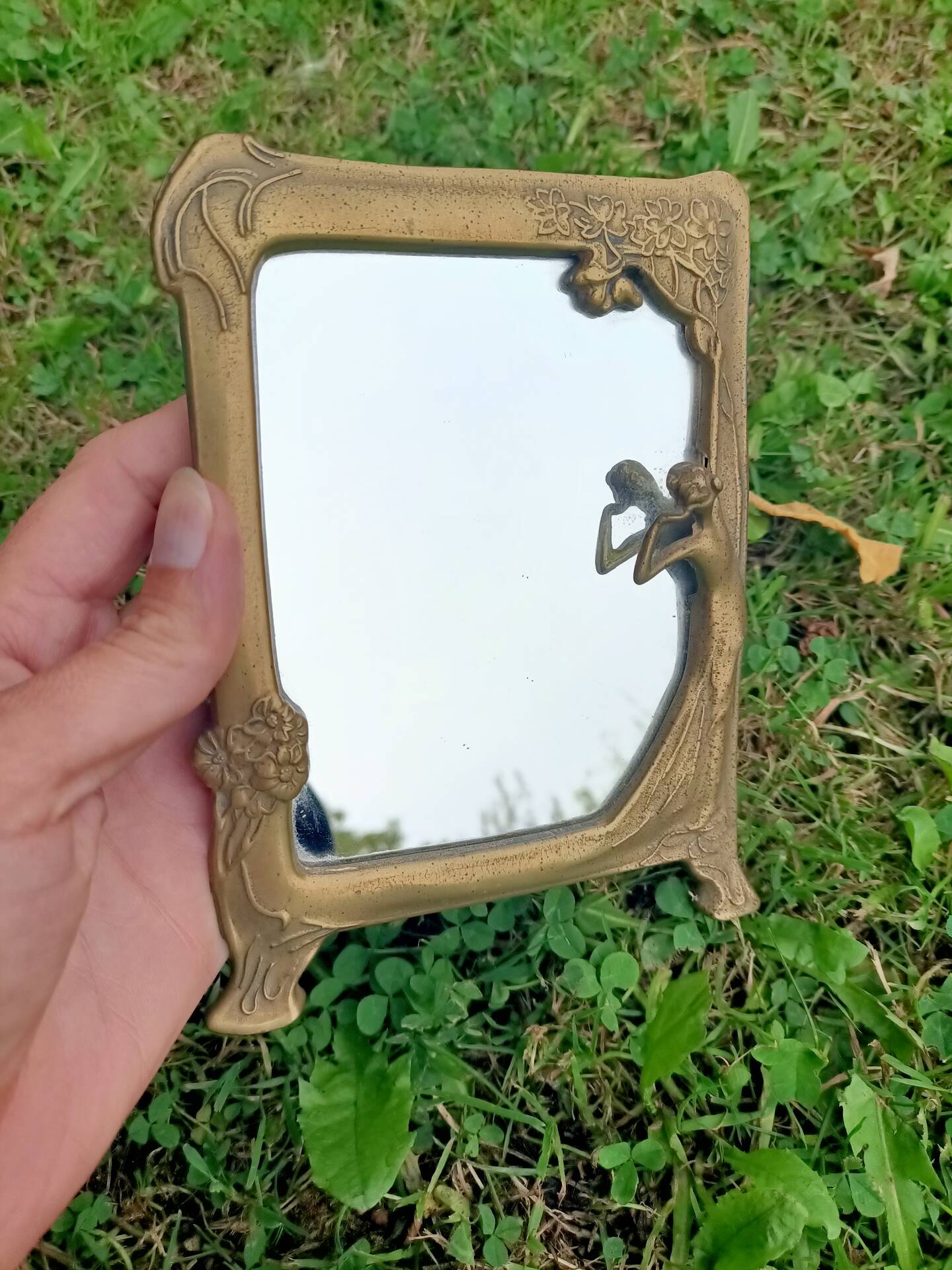 Brass retro mirror The Lady of the Lake