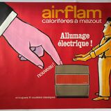 Original poster "Airflam electric ignition" Heating, Savignac 115x153cm 60's