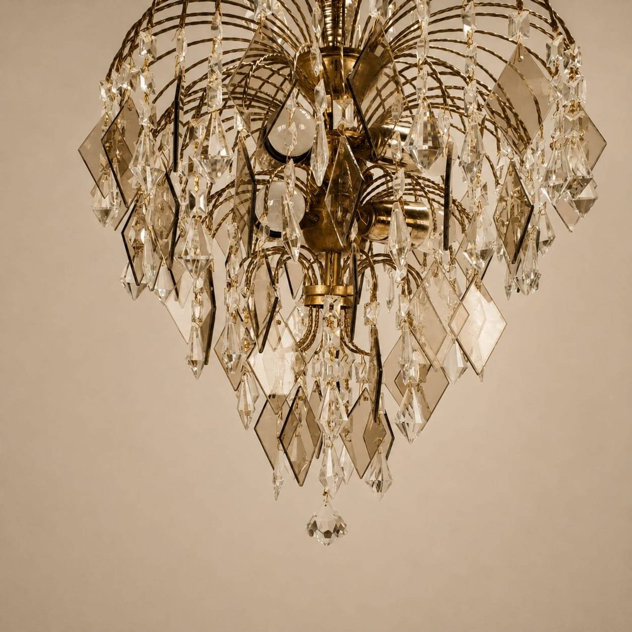 Hollywood Regency crystal and glass chandelier, 1970s