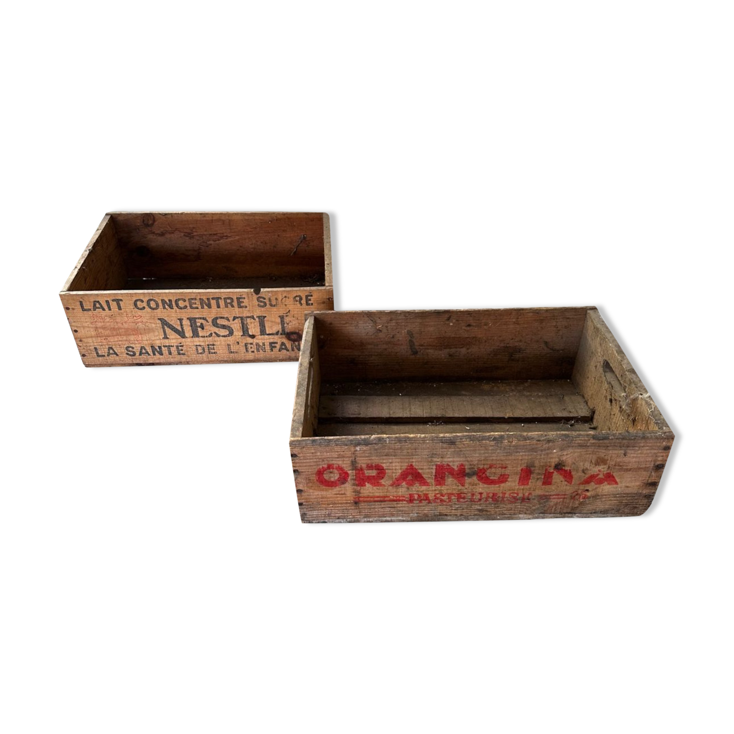 Caisses en bois orangina et nestlé