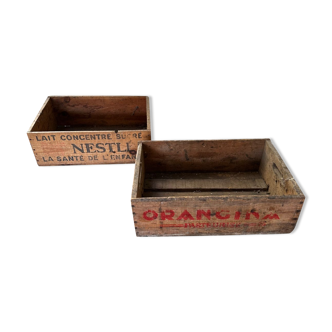 Orangina and nestlé wooden crates