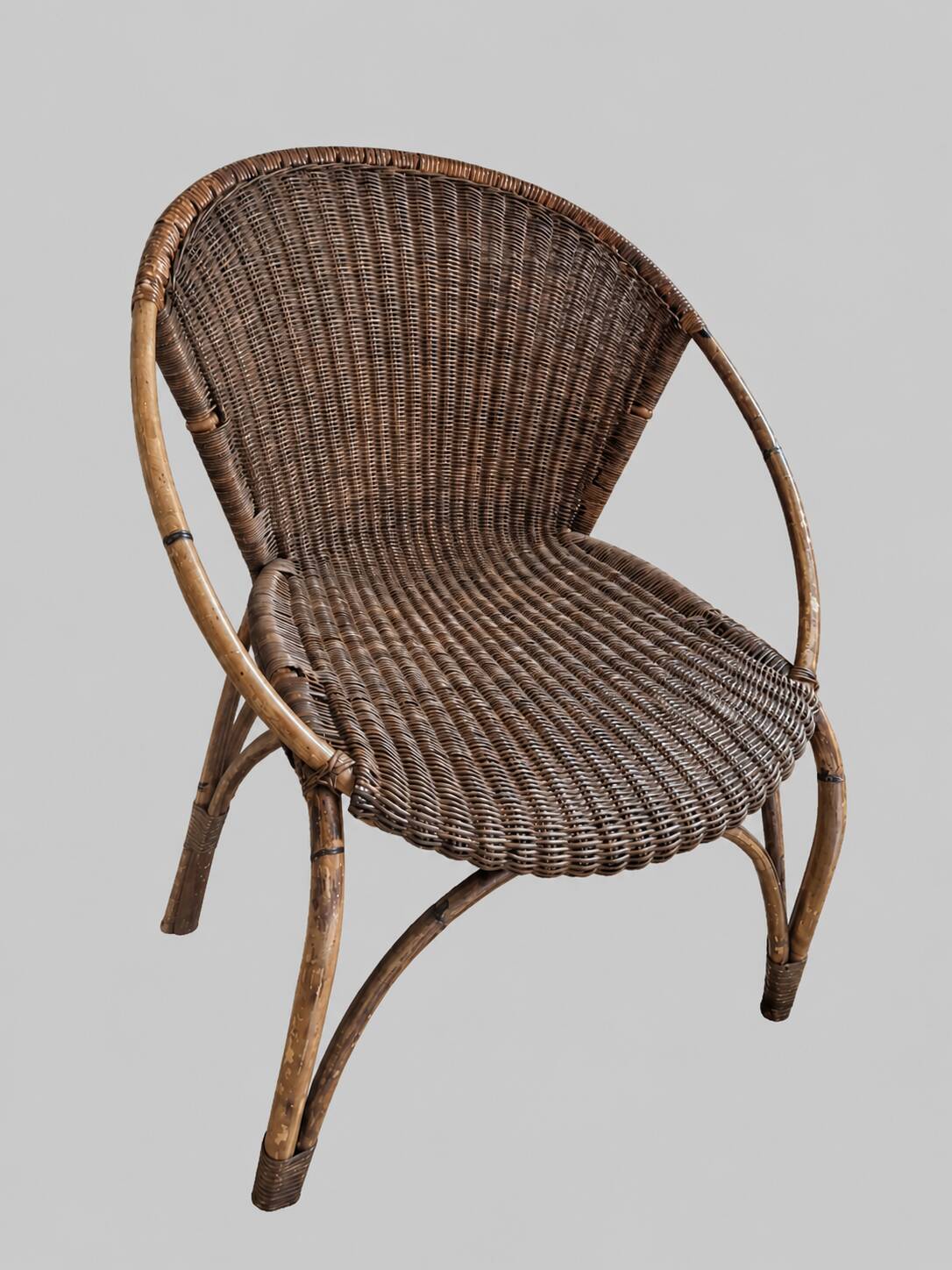 Fauteuil en rotin, années 60-70