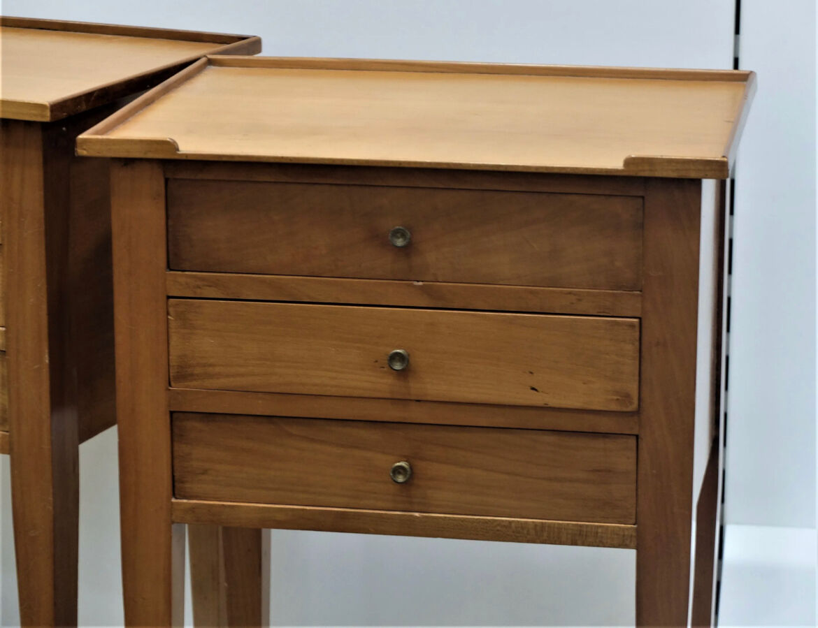 Pair of Louis XVI style cherry bedside tables