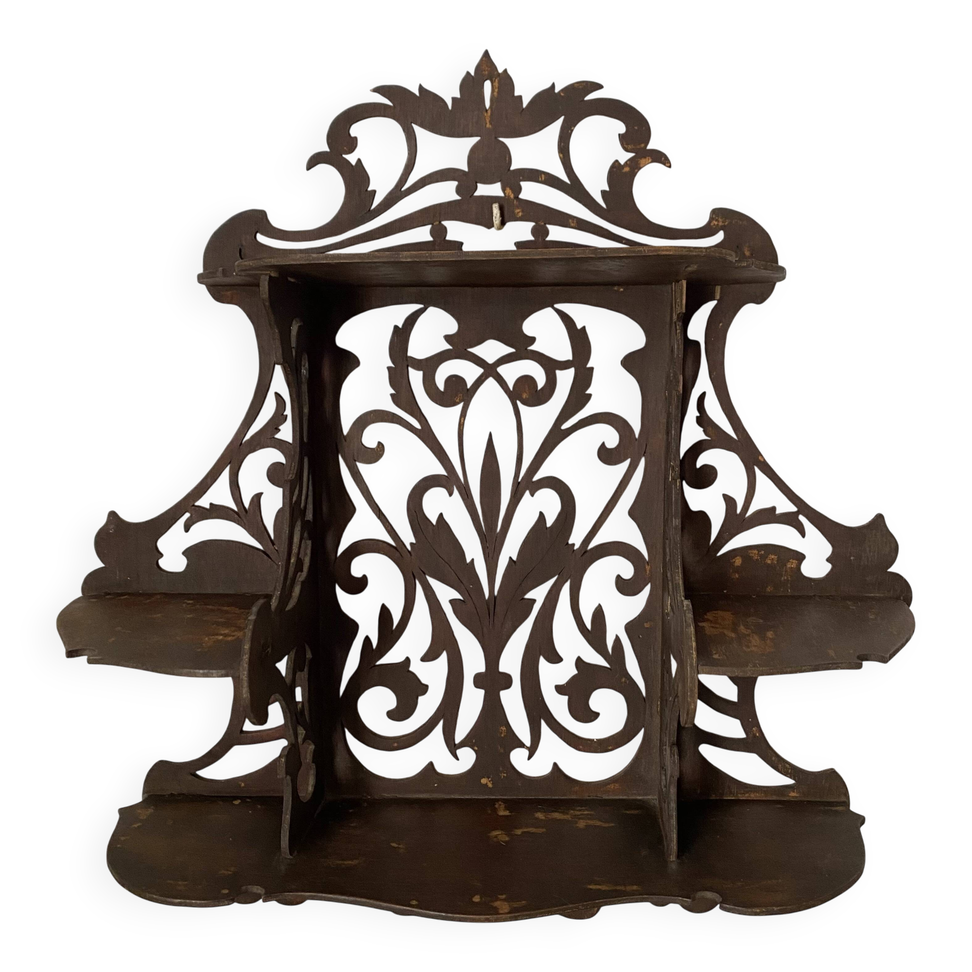 antique Napoleon III wall shelf in openwork wood