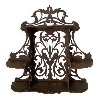 antique Napoleon III wall shelf in openwork wood