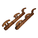 Pair of turned wooden coat racks in imitation of bamboo, 50 cm