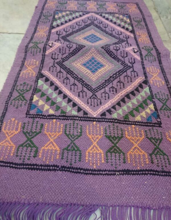 Kilim violet berbère fait à la main 51x94cm