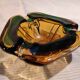 Murano green and yellow blown glass ashtray, 1970