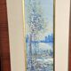 Large watercolor from the early 20th century, signed landscape of a wooded river bank