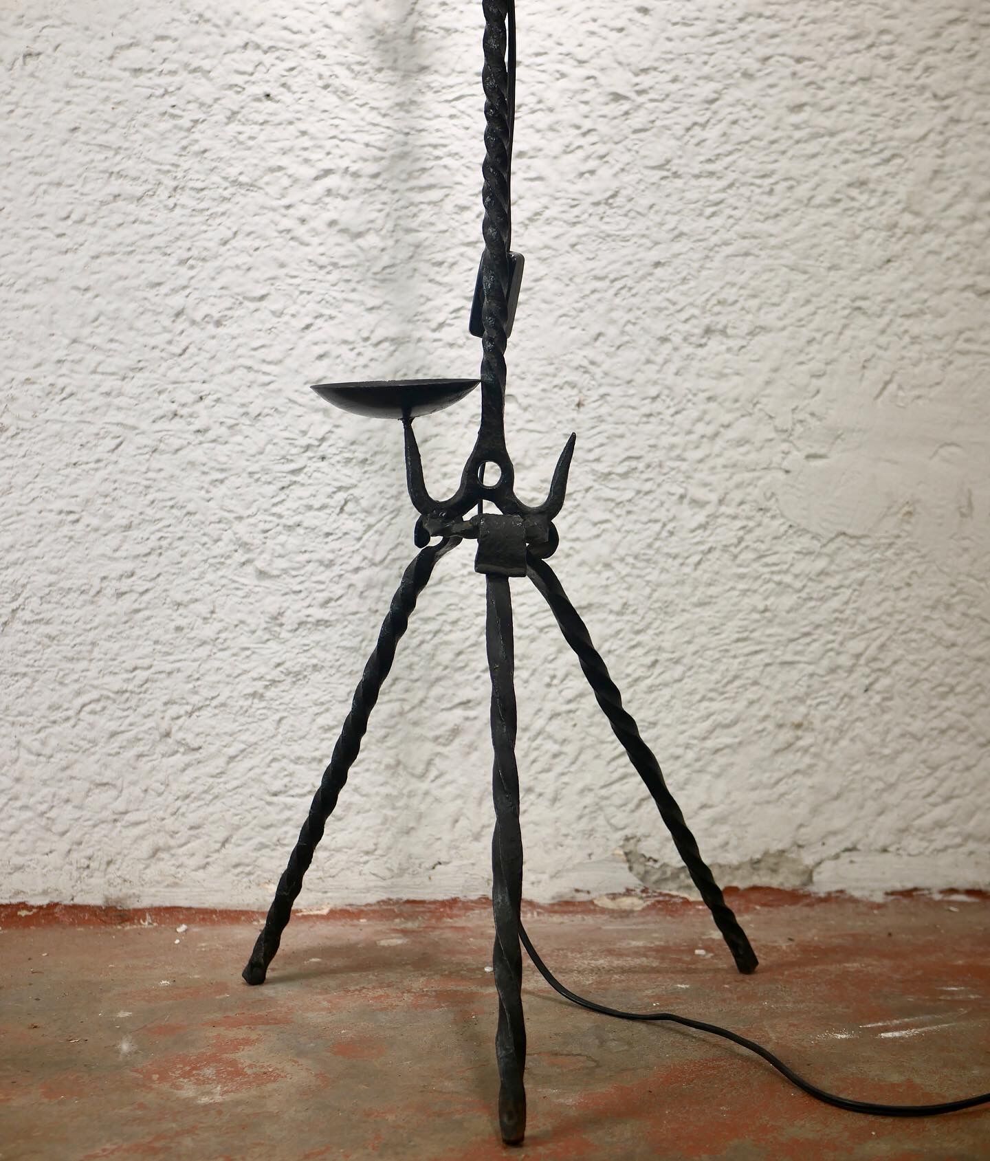 Brutalist wrought iron floor lamp