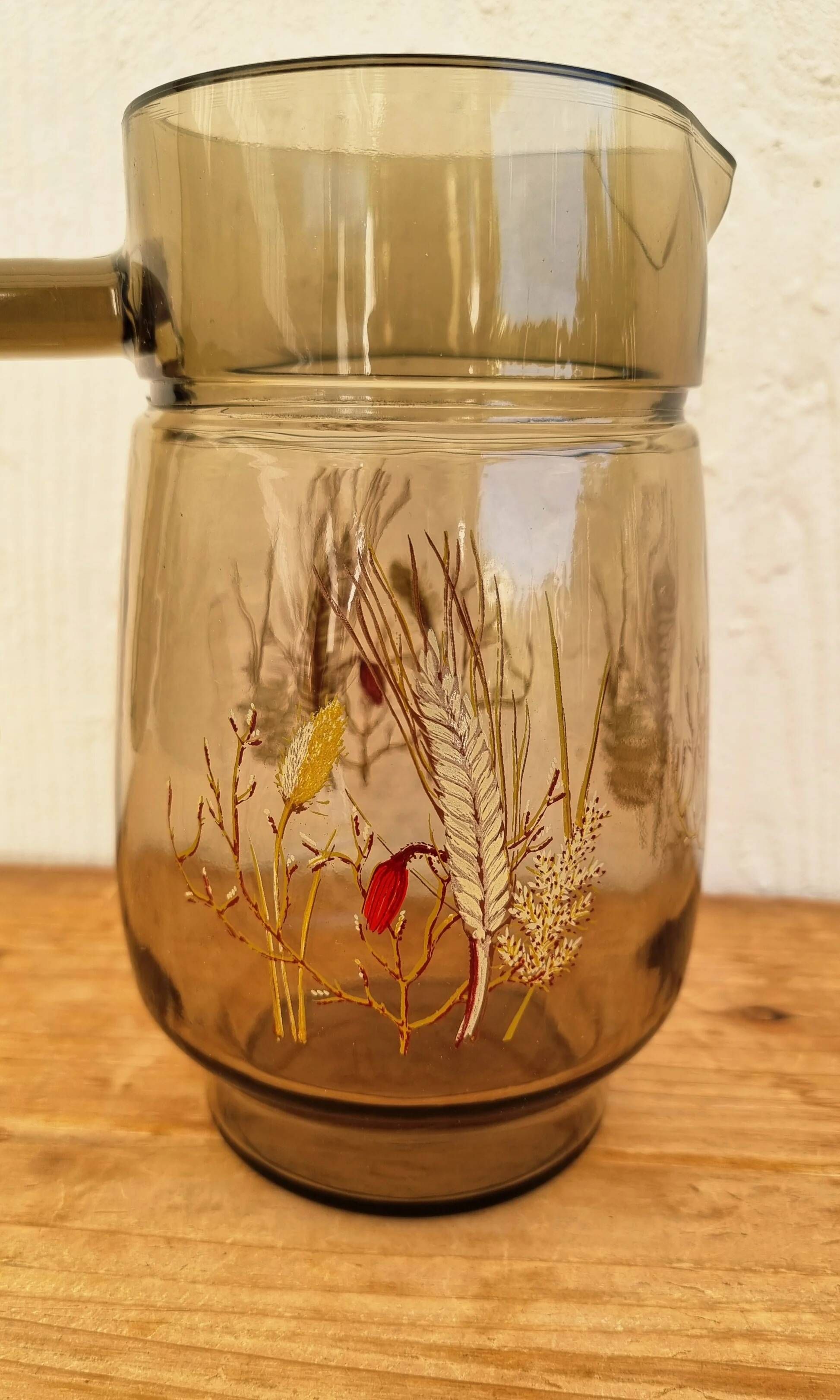 Vintage orangeade service J.G. Durand Tivoli in smoked glass, 7 pieces.