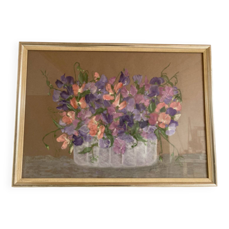 Nature morte pastel sous verre