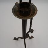 Brutalist wrought iron candle holder